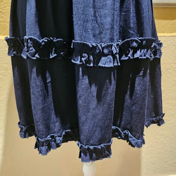 Altar’d State Dress S Navy Coastal Western Flair Boho Cottagecore Romantic EUC - Picture 8 of 13